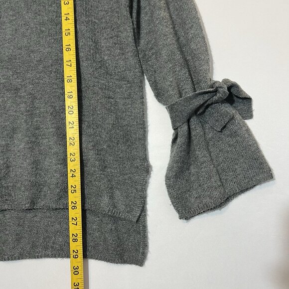 Halogen Women's Wool Blend Sweater Tie Sleeves Gray Small Size Preppy Work - Picture 7 of 9